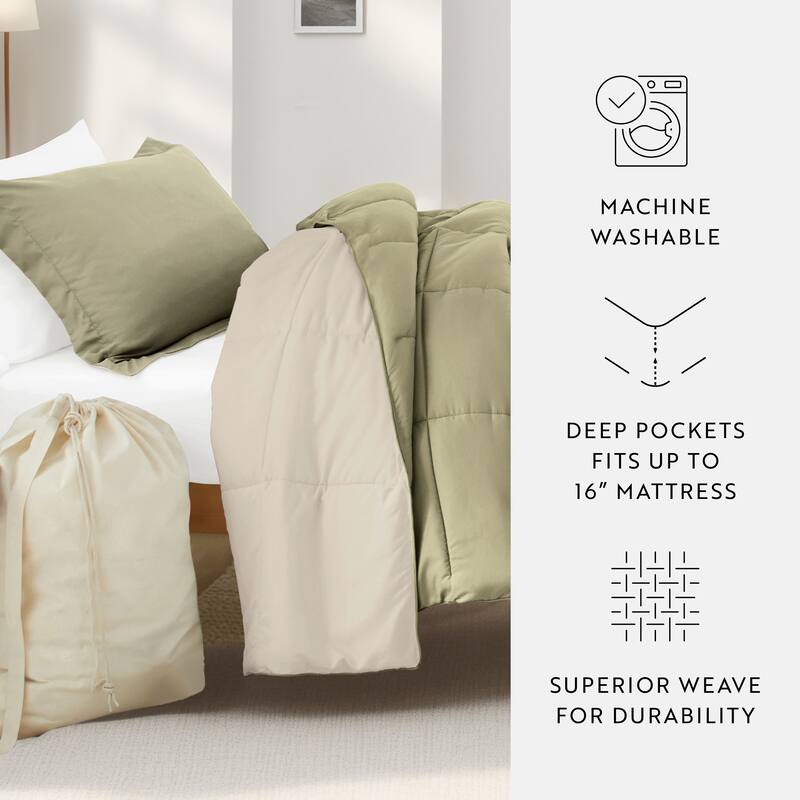 8pc Twin XL Solid Dorm Bedding Bundle