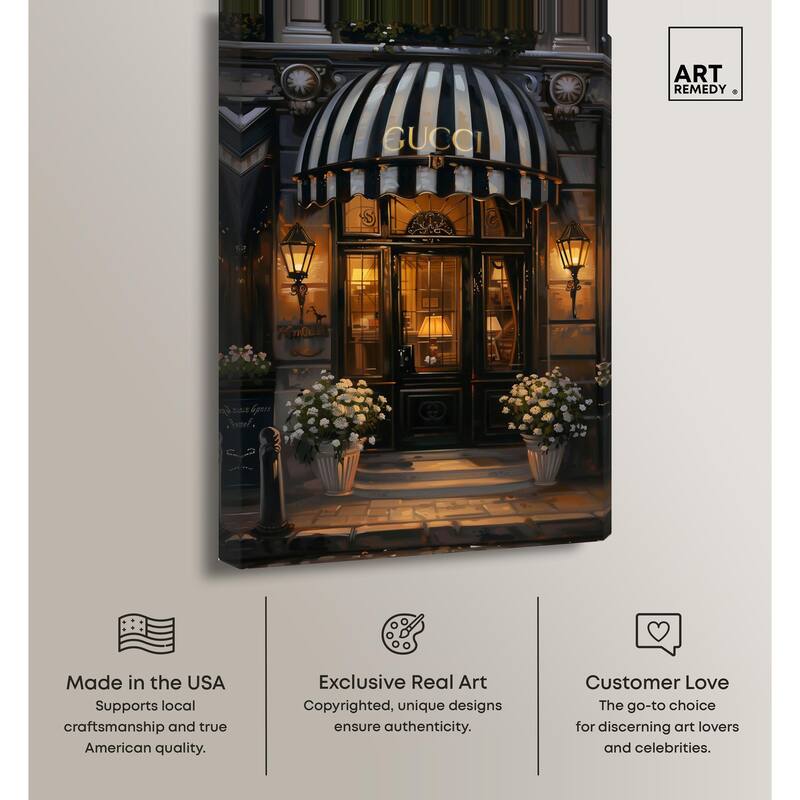Elegant Night Time Store Visit Canvas by Art Remedy, Gallery Wrapped