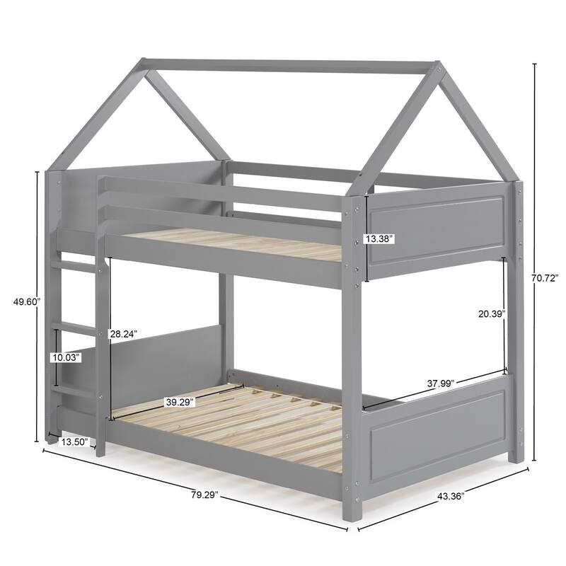 Linon Gloria Twin over Twin House Bunk Bed