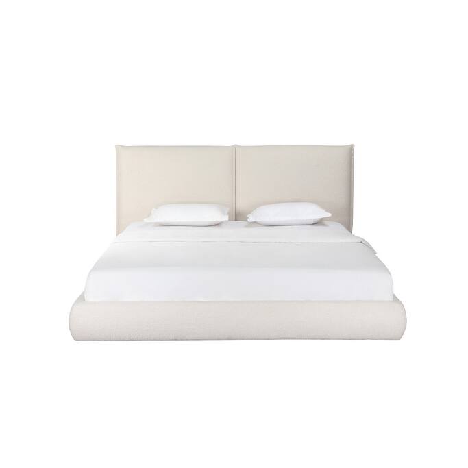 HomeRoots Beige Boucle Upholstered King Bed Frame