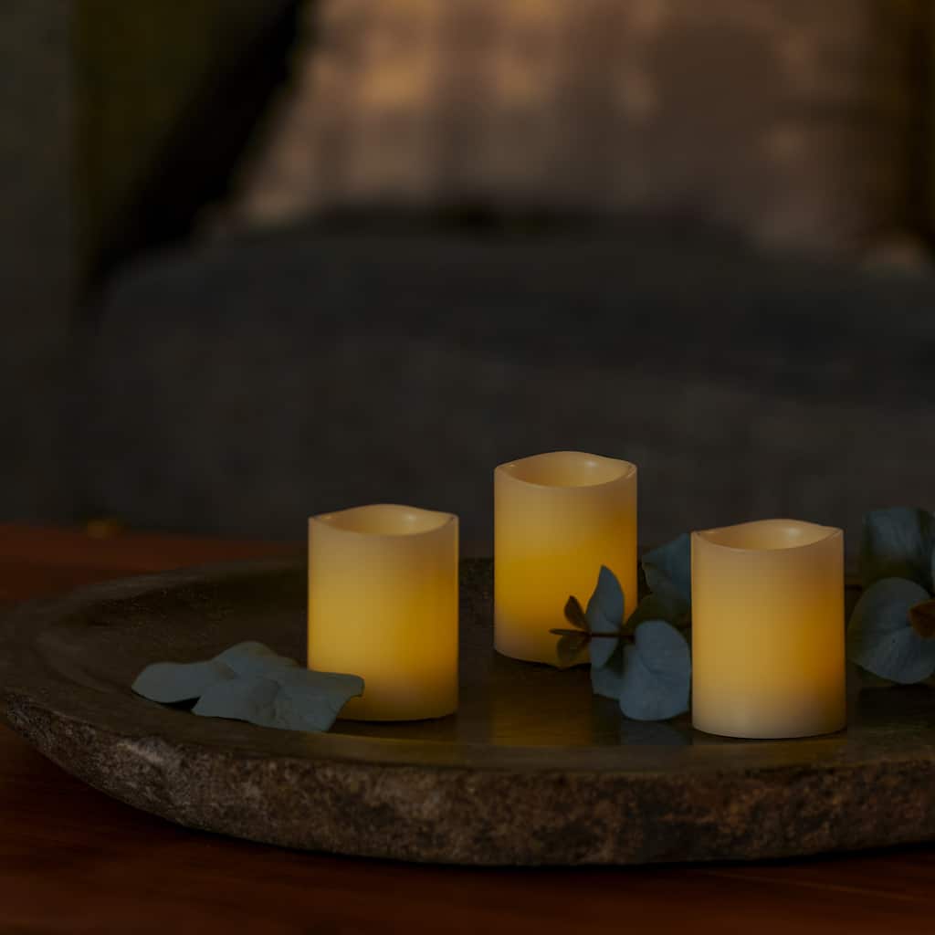 Ivory Flameless Candle Votives - Melted Top Vanilla Honey Scented (Set of 3)