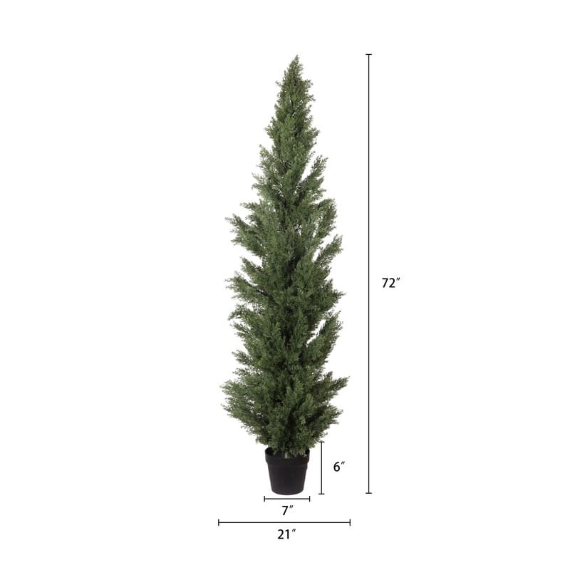 Black Plastic Pot Artificial Cypress Topiary - UV Resistant Fake Plant for Indoor & Outdoor Decor