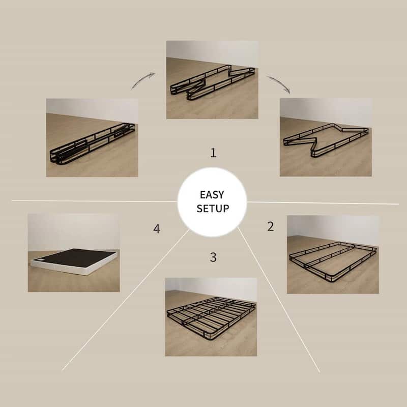 8 Inch Metal Box Spring Mattress Foundation with Cover Foldable Bed Base