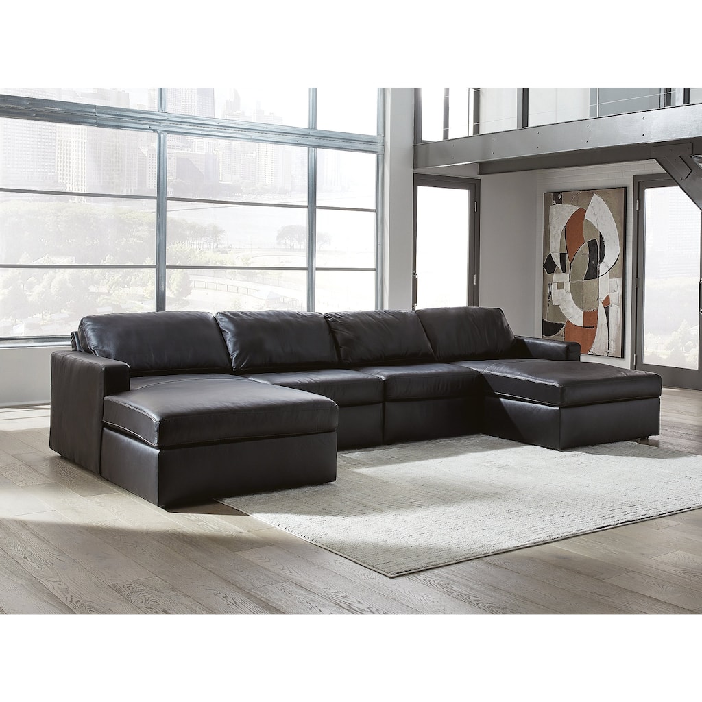 Signature Design by Ashley ModMax II Black 4-Piece Double Chaise Sectional - 142" W x 69" D x 36" H