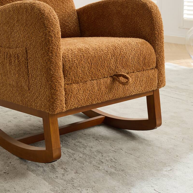 25.4" Boucle Rocking Chair with Footrest