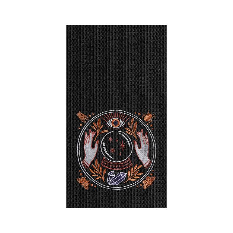 Magic Crystal Ball Halloween Embroidered Cotton Waffle Weave Kitchen Towel