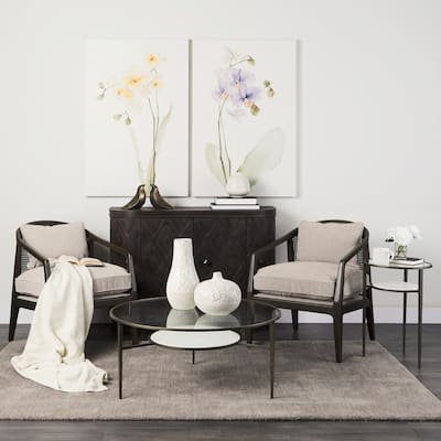 Felicity Glass Top w/White Marble Shelf & Antique Gold Base Coffee Table