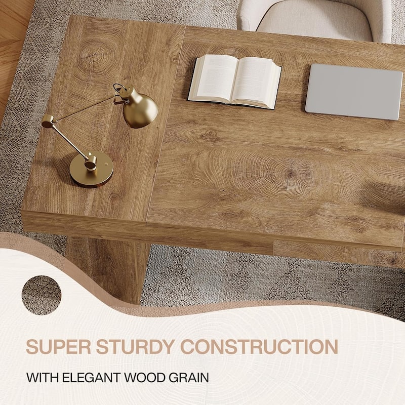 55" Executive Desk, Office Desk with Double Pedestal for Home Office