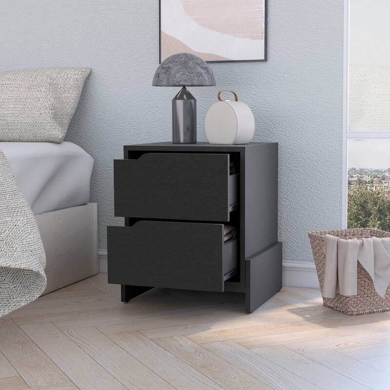 Ralston 2-Drawer Nightstand in Black，Suitable for bedrooms,living rooms,apartments