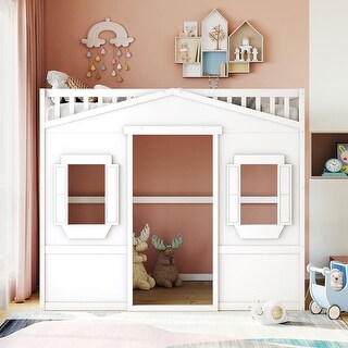 Solid Construction Full Size House Loft Bed Kids Bed With Ladder