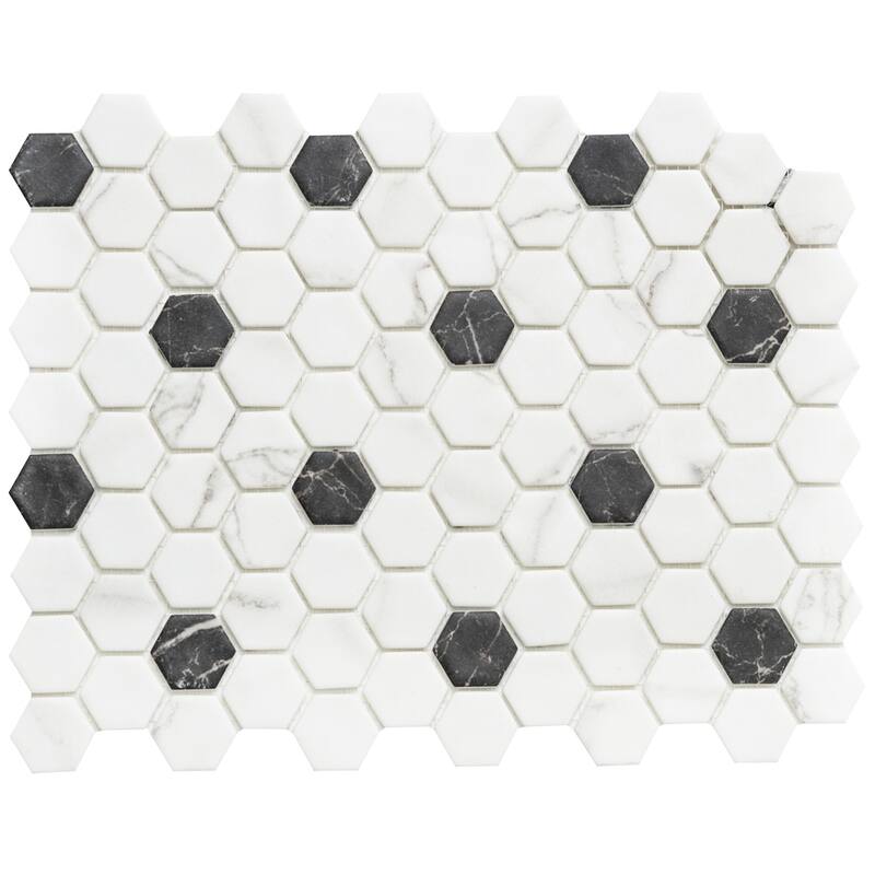 The Tile Life Eterna Hex 12x12 White Matte Recycled Glass Mosaic Floor, Wall & Backsplash Tile