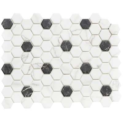The Tile Life Eterna Hex 12x12 White Matte Recycled Glass Mosaic Floor, Wall & Backsplash Tile