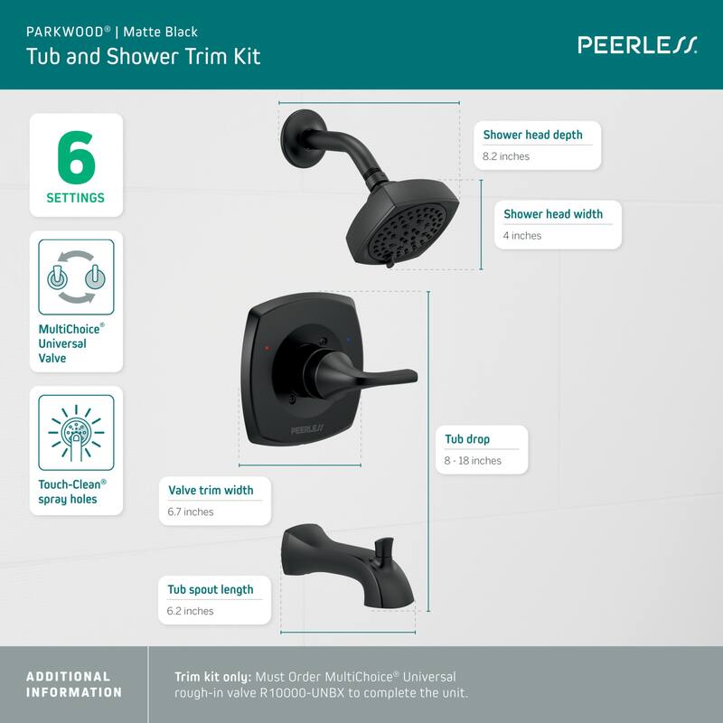 Peerless Parkwood Tub and Shower Trim Package with 1.5 GPM Multi