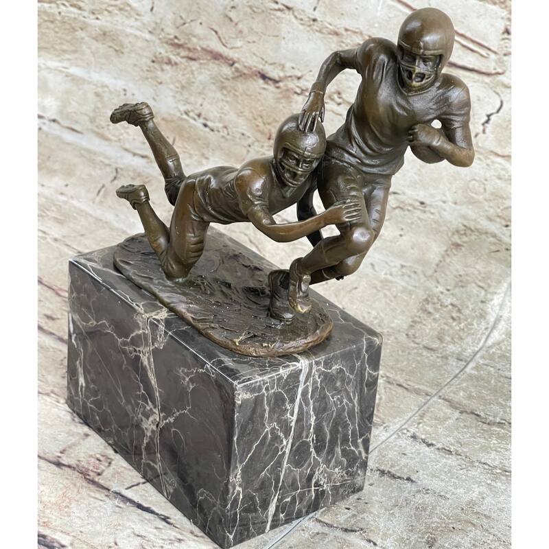 American Football Nfl Afl Athlete Bronze Sculpture Statue Trophy On Marble Base