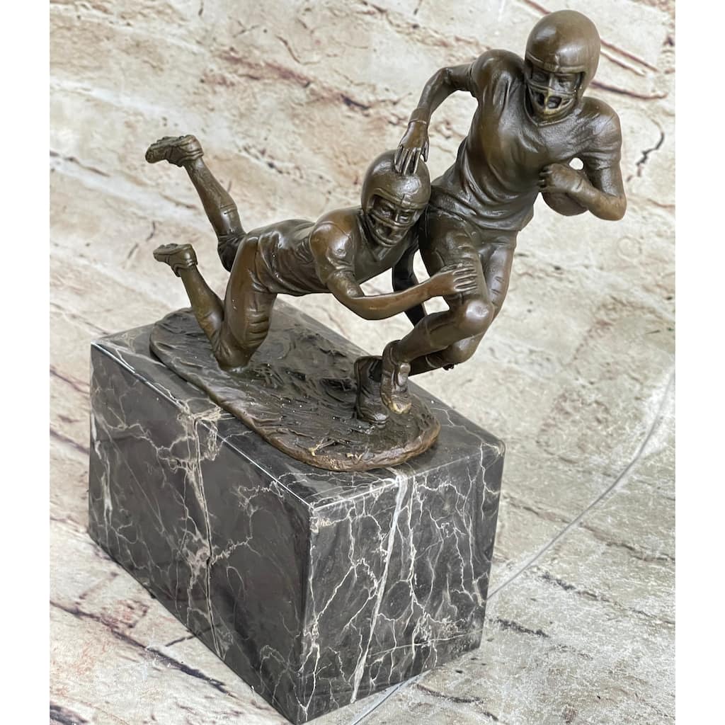 American Football Nfl Afl Athlete Bronze Sculpture Statue Trophy On Marble Base