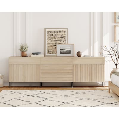 94.5" Modern Reeded 5-Drawer Dresser Set For Bedroom, Minimalist Chest Of Drawers With Storage