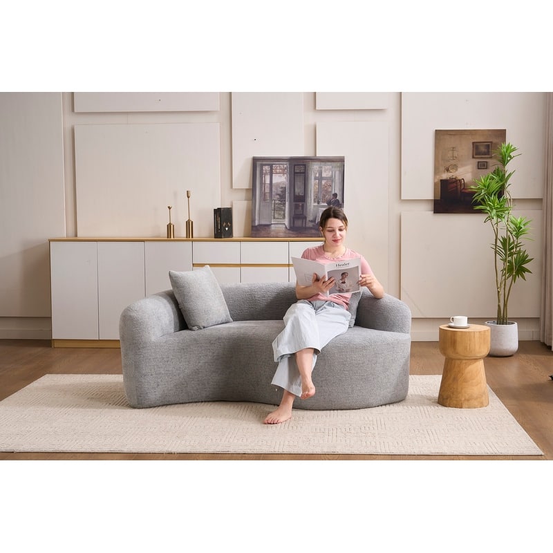 Single S-Curved Chenille Sofa Chair, No Assembly