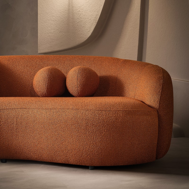 Blaine Japandi Style Luxury Modern Boucle Fabric Curved Sofa