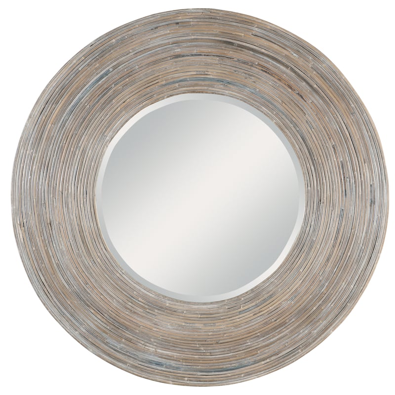 Uttermost Vortex White Washed Round Mirror - 47"W X 2"H X 47"D - White Washed