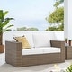 preview thumbnail 1 of 7, Convene Outdoor Patio Outdoor Patio Loveseat Cappuccino White