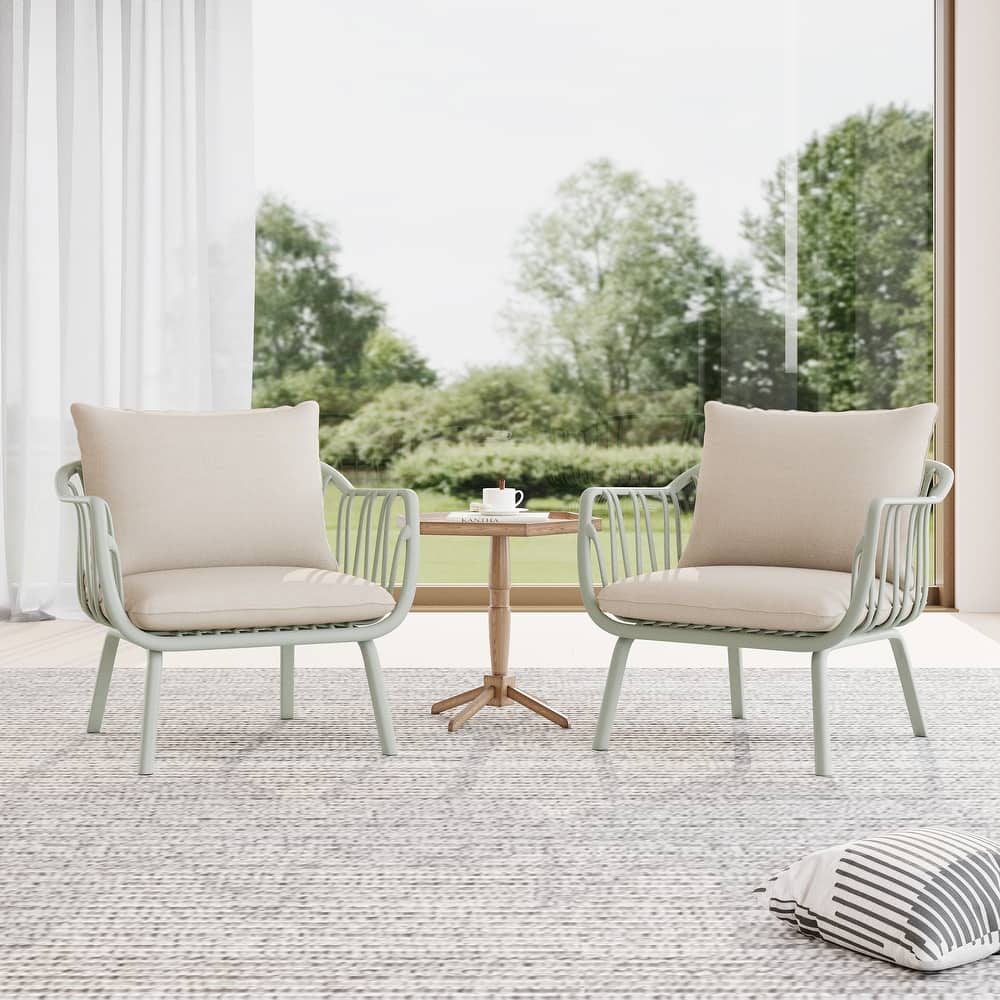 Carli Modern Indoor/Outdoor Club Chairs with Cushions (Set of 2) by Christopher Knight Home