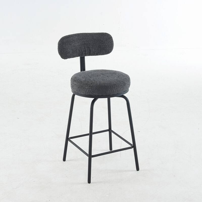 Modern Swivel Bar Stools Set of 2, Boucle Upholstered Counter Height Bar Chairs