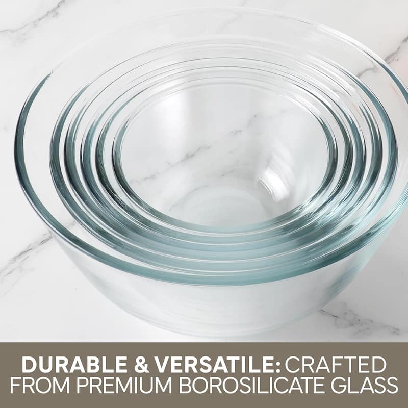 COOK WITH COLOR 12 Pc Glass Nesting Mixing Bowl Set with Lids for Cooking and Prep