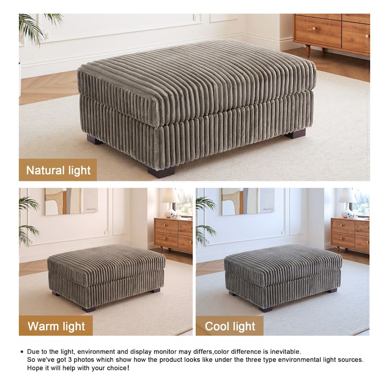 Modern Cotton Flannel Upholstery Oversized Ottoman