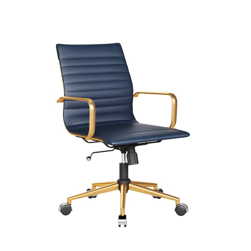 CAROCC Ribbed Computer Office Chair Swivel Lift tilt function Ergonomic Premium Leather Desk Armchair