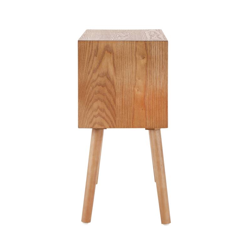 Mid-Century Modern Rotating Hidden Compartment Rattan Nightstand - Natural