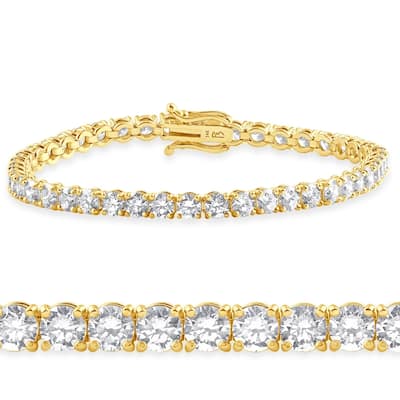 10 Ct Lab Grown Diamond Tennis Bracelet Yellow Gold 7"