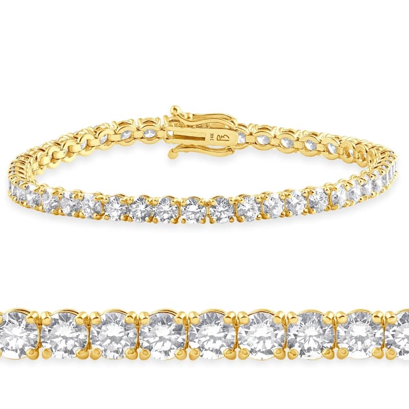 9 Ct Lab Grown Diamond Tennis Bracelet Yellow Gold 7" Lab Grown