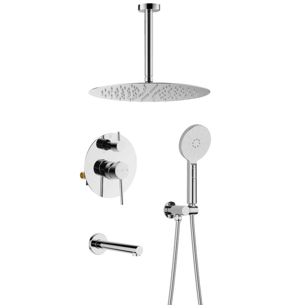 Pressure Balanced Ceiling Mounted 3-Function Shower System with Rough In Valve
