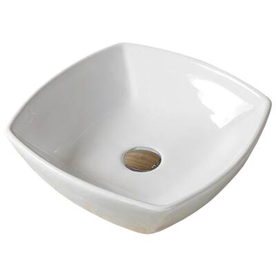 American Imaginations 16.5-in. W Above Counter White Vessel For Wall Mount Wall Mount Drilling
