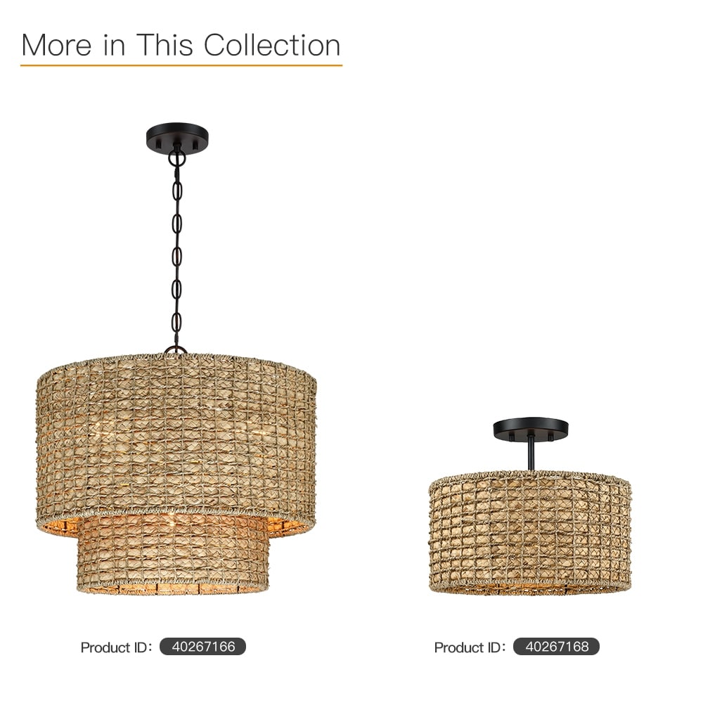 13.6 in. 2-Light Natural Rattan Semi-Flush Mount Ceiling Light with Black  Canopy - Black/earthy - 13.6 in. W - 13.6 in. W - On Sale - Bed Bath &  Beyond - 36239136