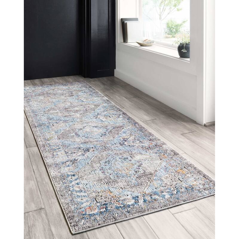 Alexander Home Adrian Distressed Multi Diamond Traditional Rug