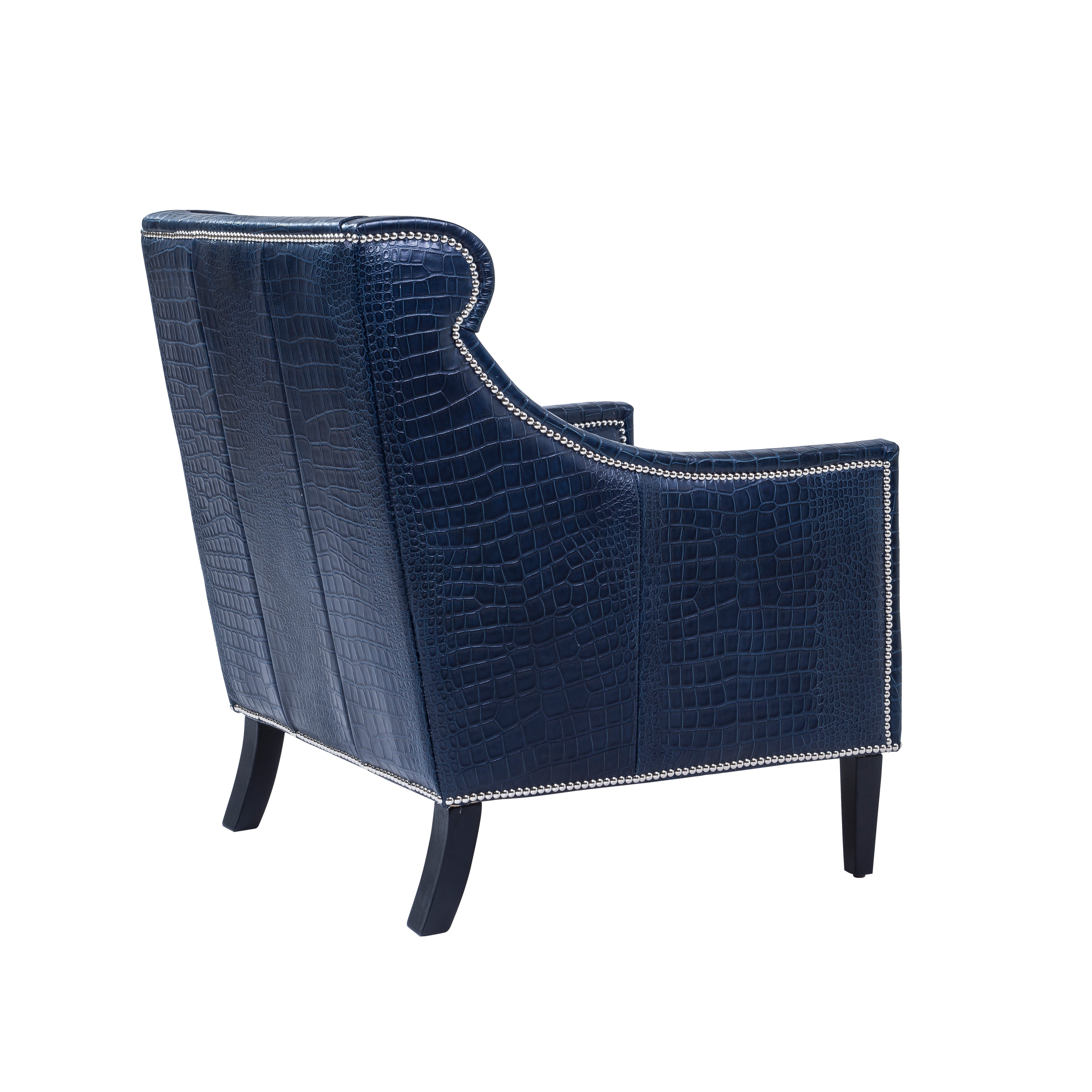 Pasargad Home Bergdorf Embossed Leather Armchair Blue