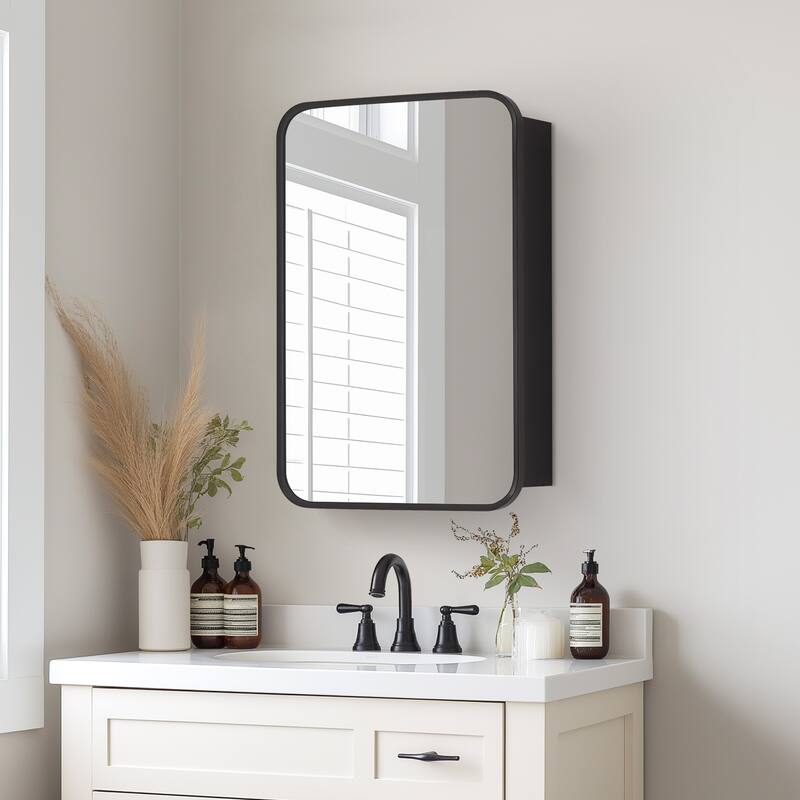 Talayuela Rectangular Aluminum Framed Medicine Cabinet with Mirror