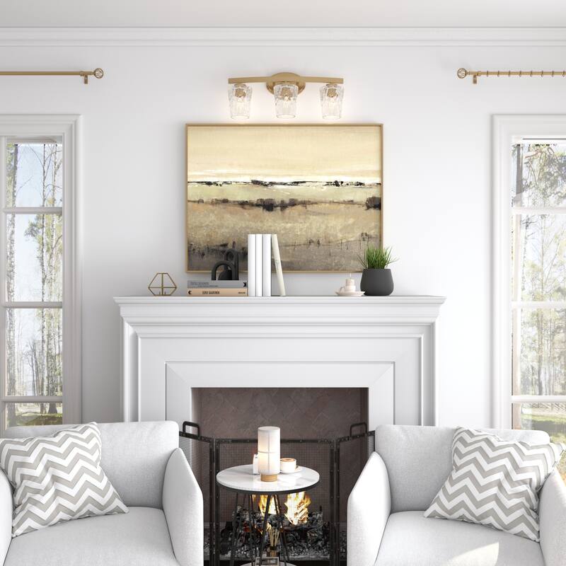 Modern Industrial 3-light Modern Bathroom Vanity Light with Art Glass