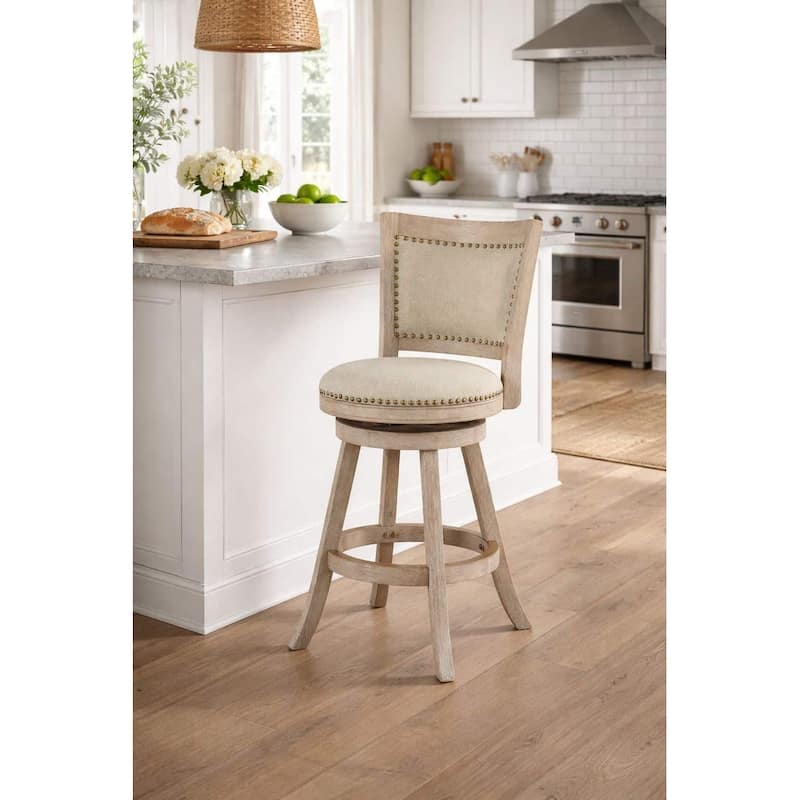 Melrose High Back Swivel Wood Counter Stool