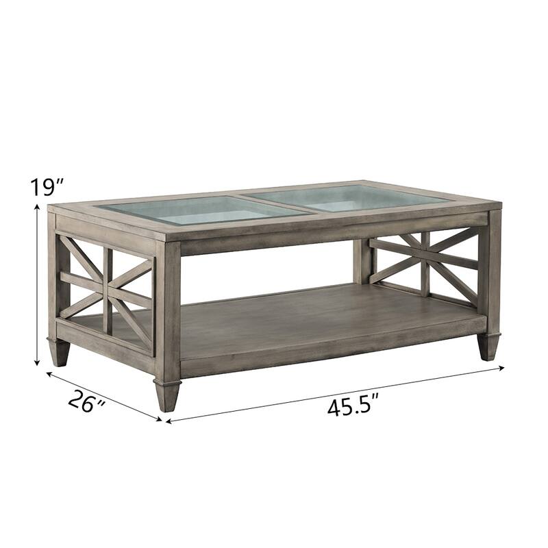 45.5 in. 19 in. Large Rectangle Glass Coffee Table,1-Tier Shelf