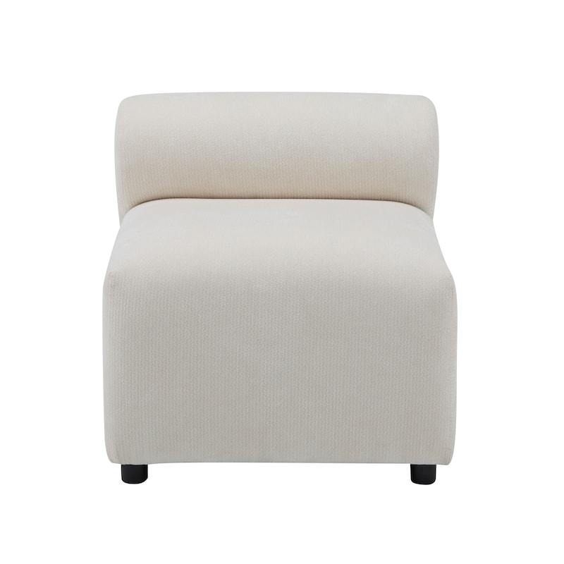 Beige Fabric Armless Sectional Chair - 31x26x27 inches, 36 lbs, Comfortable & Customizable
