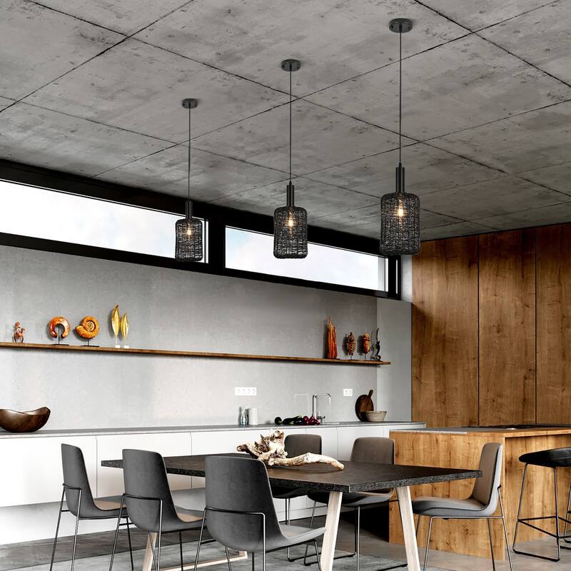 1-light Industrial Single Pendant - Matte Black