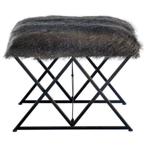 Uttermost Brannen 20" x 24" Ottoman - Faux Fur