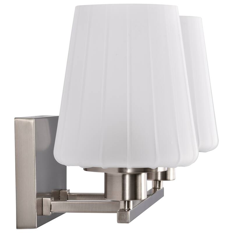 Lune 2 Light Vanity Brushed Nickel Finish Etched White Glass - Brushed Nickel