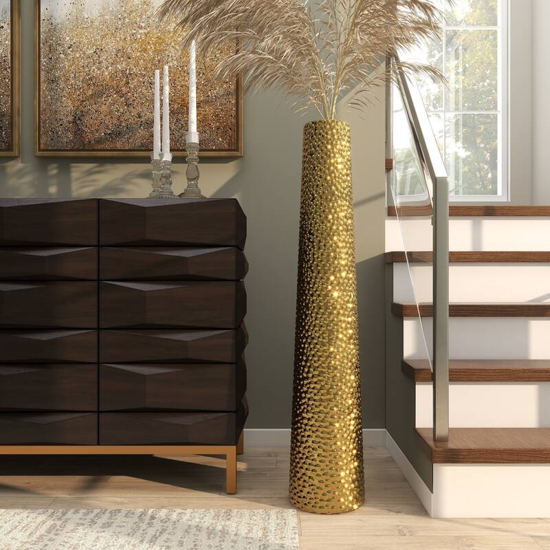 Minimalist Ceramic Modern Tall Vase with Bubble Texture - Silver, Black, Gold, White