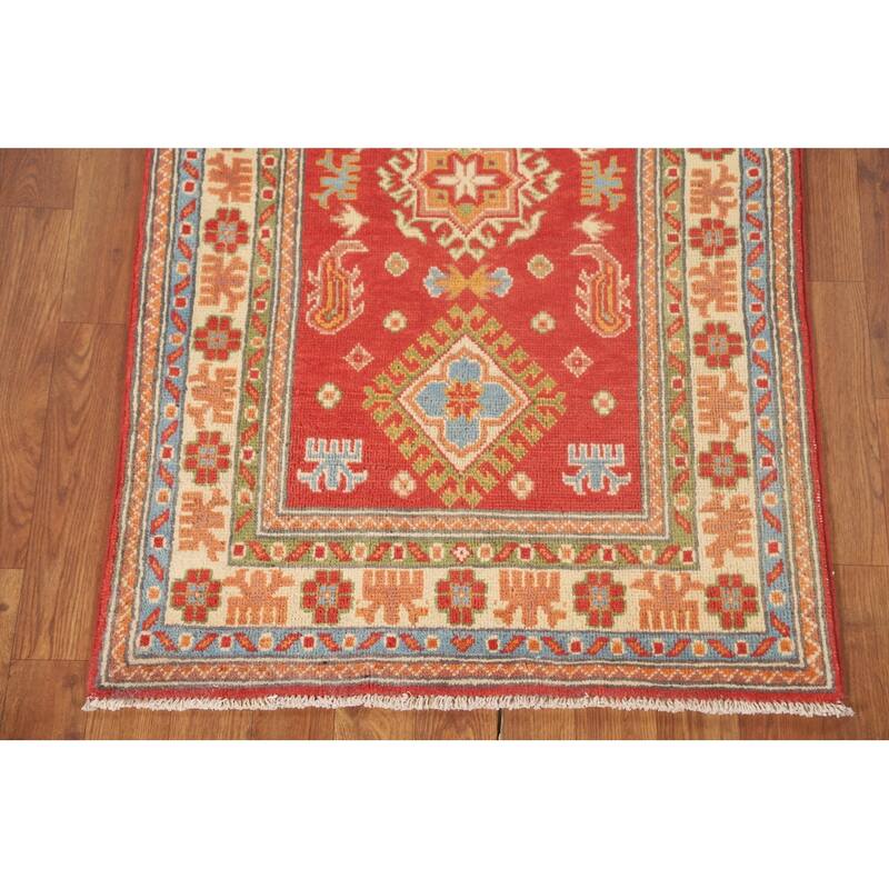Kazak Oriental Accent Rug Handmade Red Wool Carpet - 2'7"x 4'2"