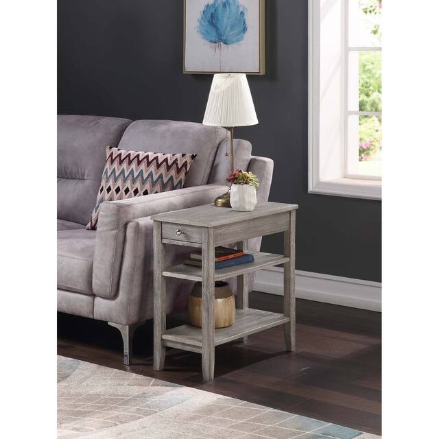 Copper Grove Aubrieta1 Drawer Chairside End Table with Shelves - Light Grey Wirebrush