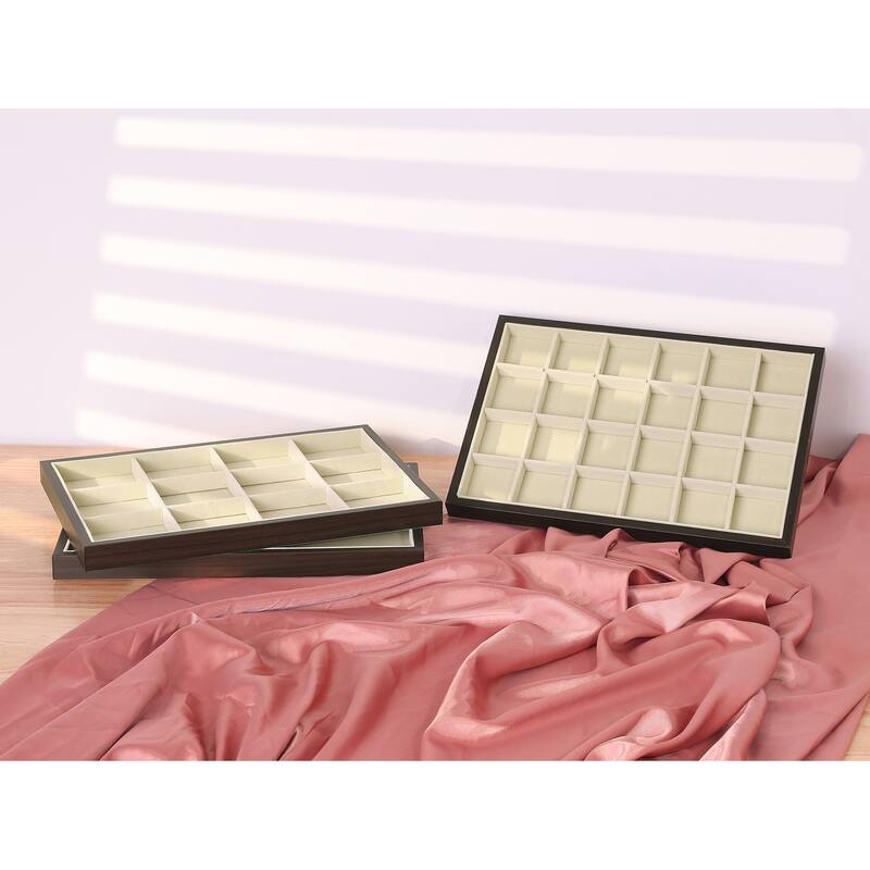 Velvet Jewelry Organizer Trays with Removable Dividers for Drawers, Jewelry Organizer Drawer Inserts Container Display Case