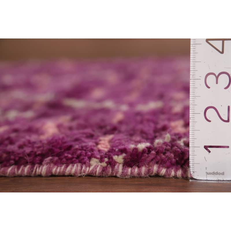 Purple Plush Moroccan Oriental Accent Rug Hand-Knotted Wool Carpet - 2'11" x 5'5"